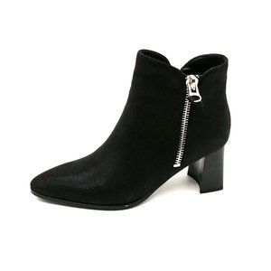 Monroe and Main Womens Boots Black Ankle Dual Zip Pointed Toe Block Heel 7.5 NEW
